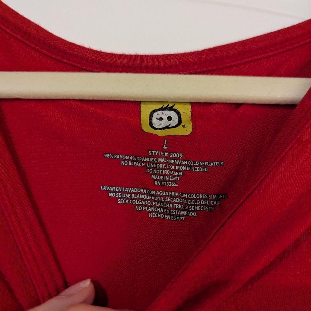 Women's Wonderwink Long Sleeve T-Shirt/Under Scrub Top- Red-Size Large